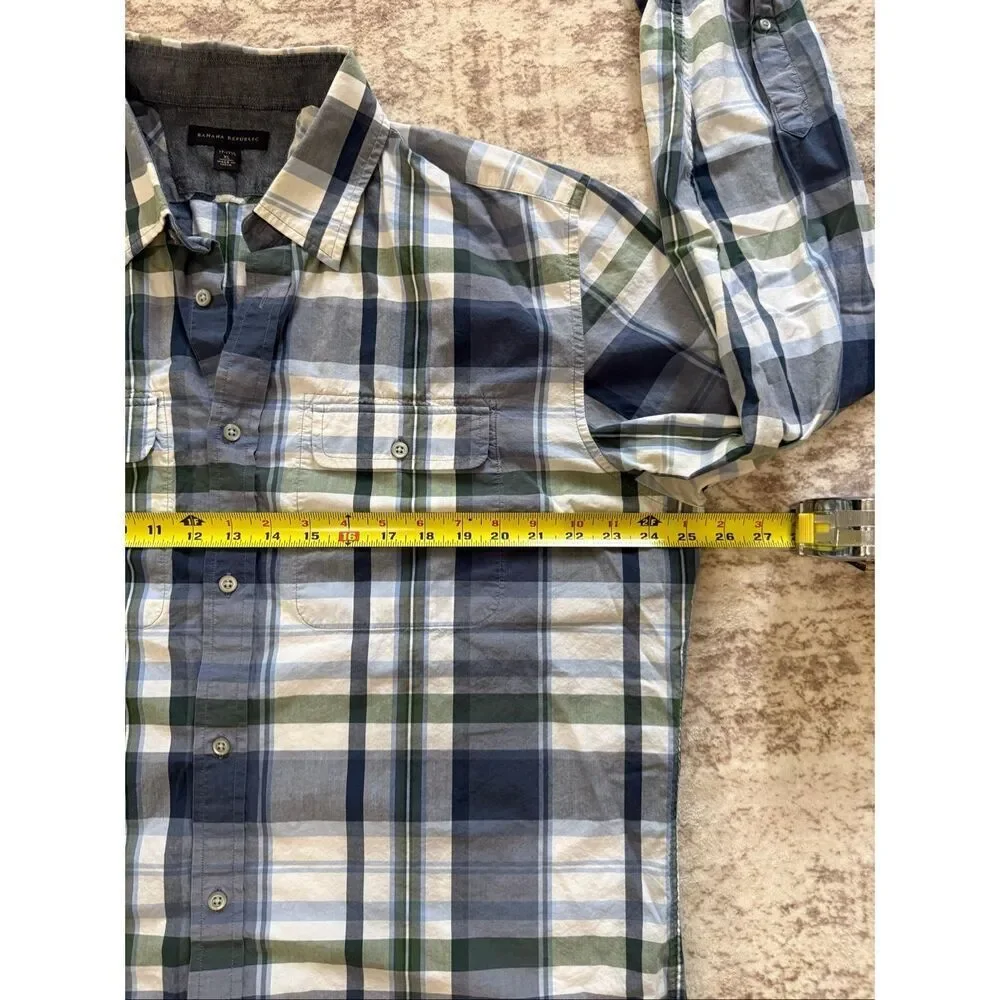 Banana Republic Men's Plaid Cotton Long Sleeve Button-up Shirt Multicolor XL